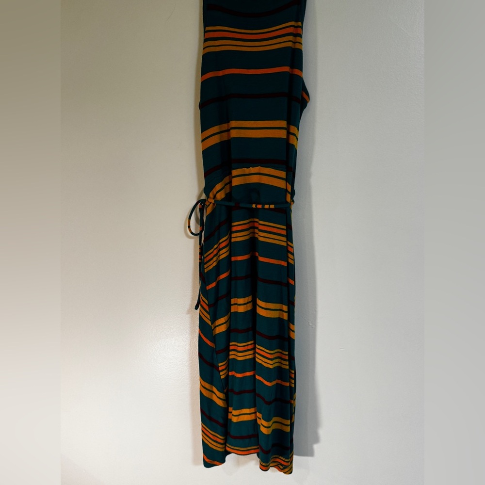 Market & Spruce Teal and Mustard Striped Wrap style Dress
